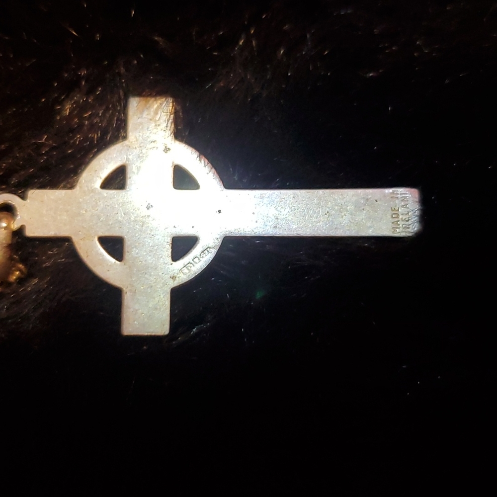 .925 Sterling silver celtic cross History of Ireland necklace - Picture 4 of 4